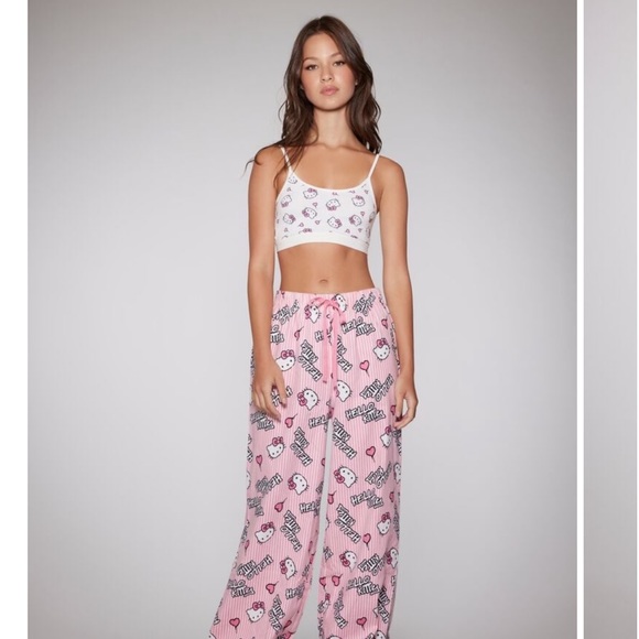 NWT hello kitty flannel pink pajama pants - Picture 2 of 9